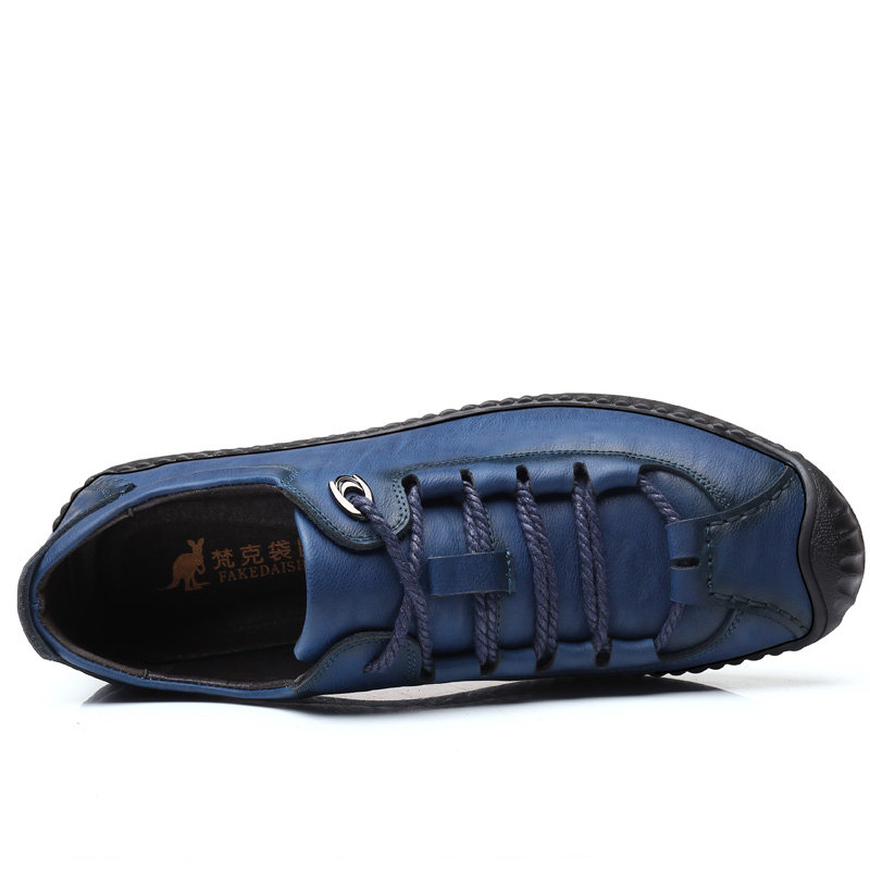 Men Pure Color Leather Anti-collision Non Slip Casual Shoes