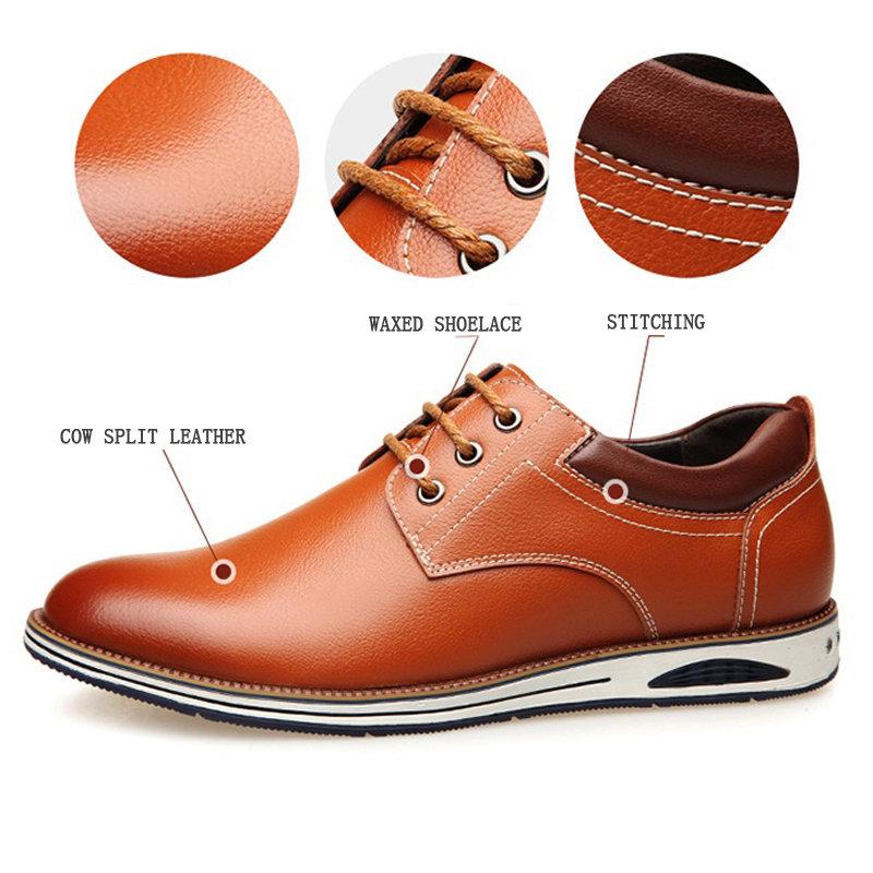 Men Pure Color Non Slip Lace Up Soft Casual Leather Shoes