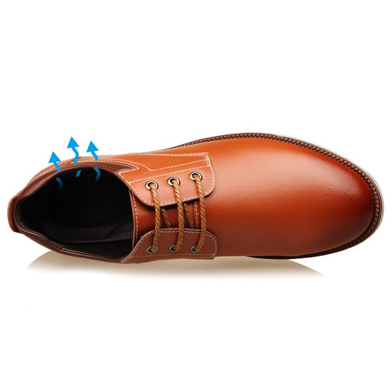 Men Pure Color Non Slip Lace Up Soft Casual Leather Shoes