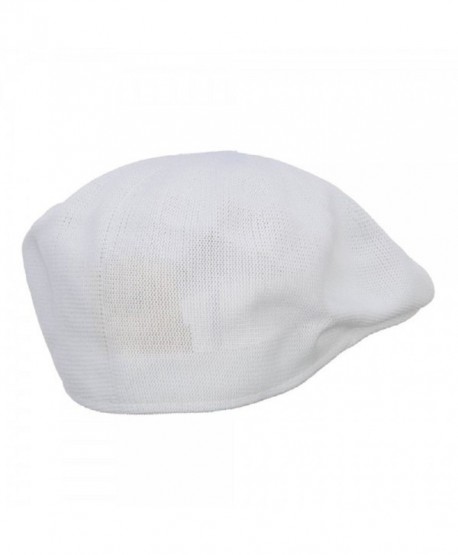 Mens White Knitted Golf Gatsby Ascot Newsboy Cap