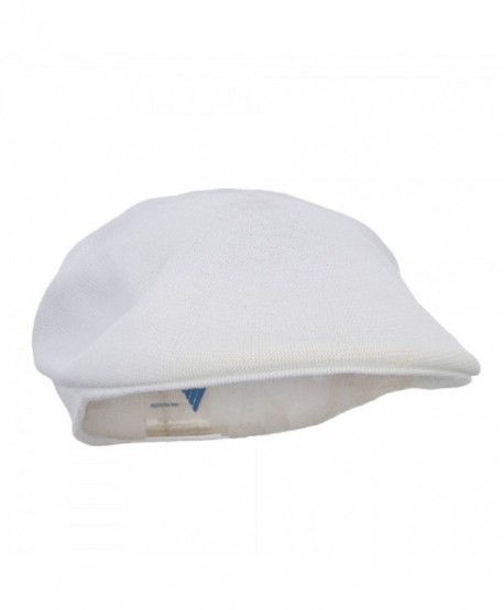 Mens White Knitted Golf Gatsby Ascot Newsboy Cap