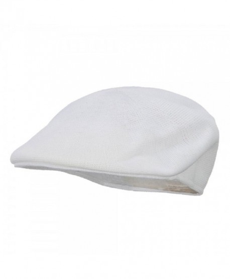 Mens White Knitted Golf Gatsby Ascot Newsboy Cap