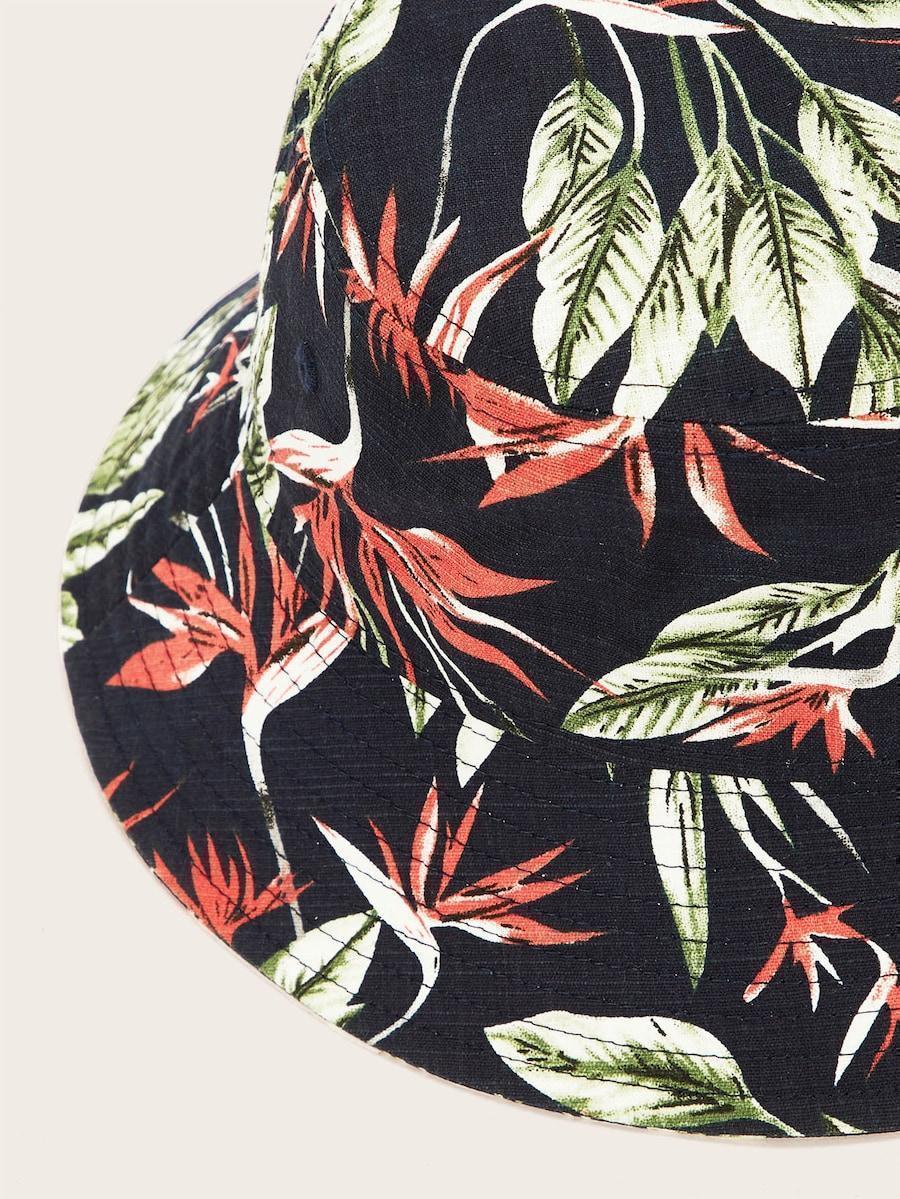 Men Leaf Pattern Bucket Hat