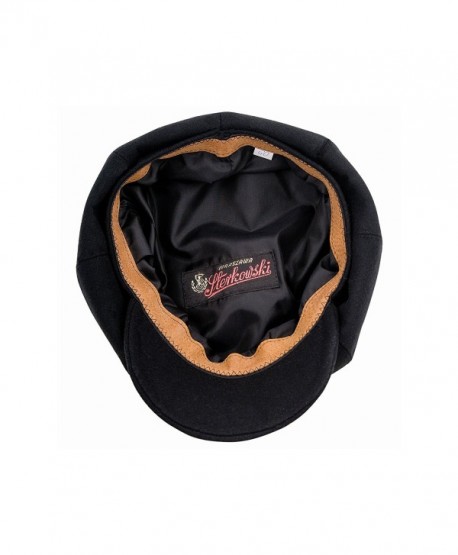 Wool 4 Quarters Crown Flat Cap Vintage Style - Black