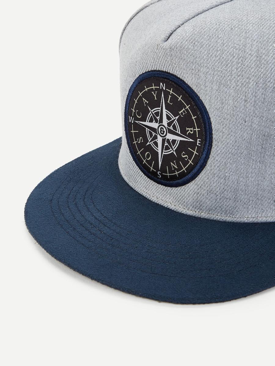 Men Patch Decor Flat Brim Cap