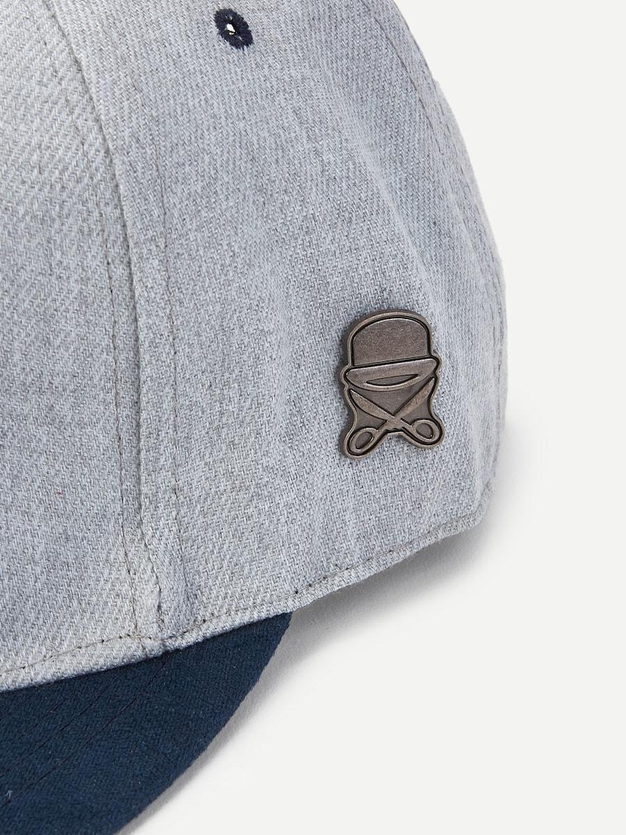 Men Patch Decor Flat Brim Cap