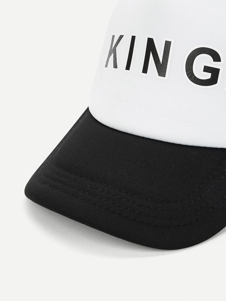 Men Letter Pattern Two Tone Baseball Cap