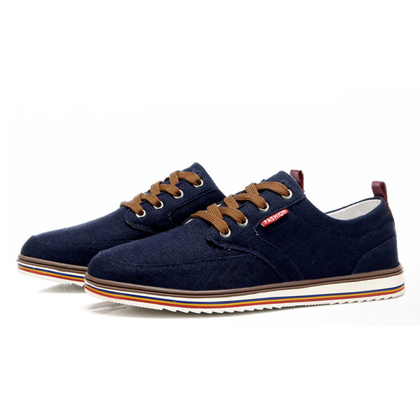Big Size Men's Linen Breathable Lace Up Flat Sport Casual Shoes