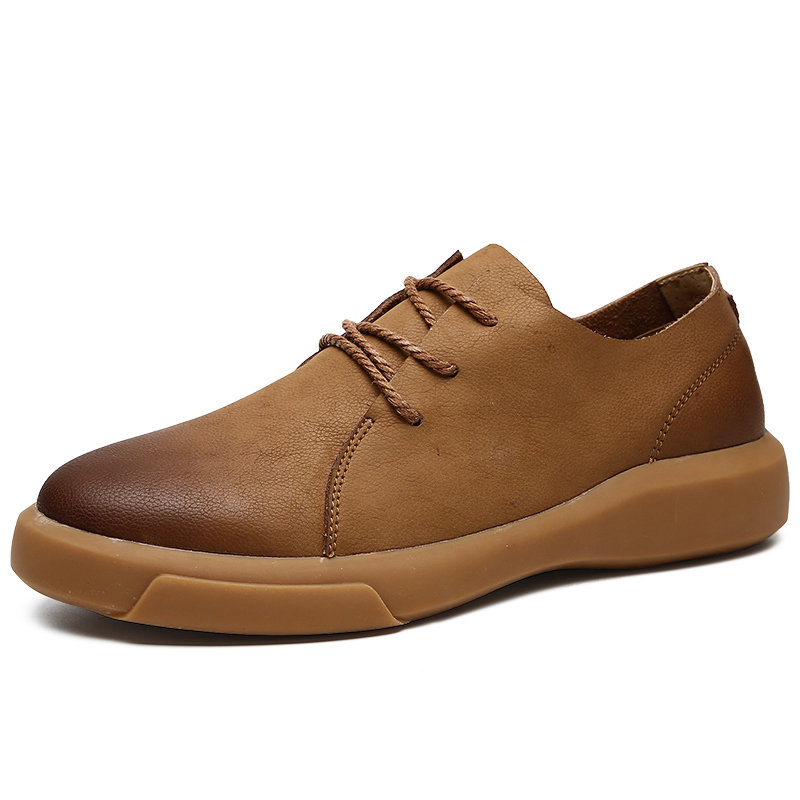 Large Size Men Retro Color Leather Slip Resistant Casual Shoes